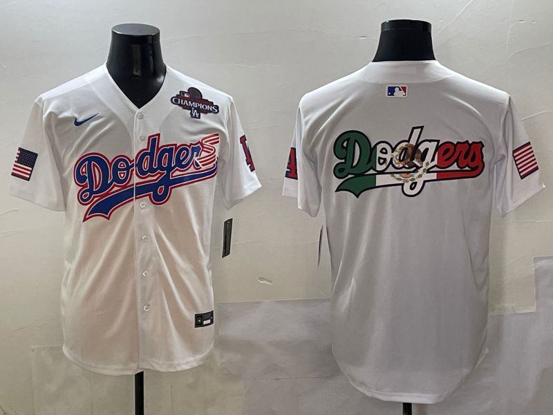 Men Los Angeles Dodgers Blank White national flag second generation joint name Nike 2025 MLB Jersey style 8